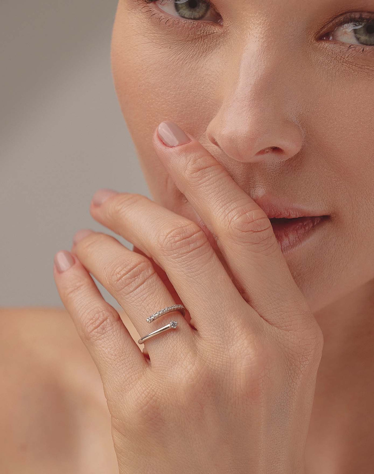 Twist Crystal 925 Sterling Silver Ring