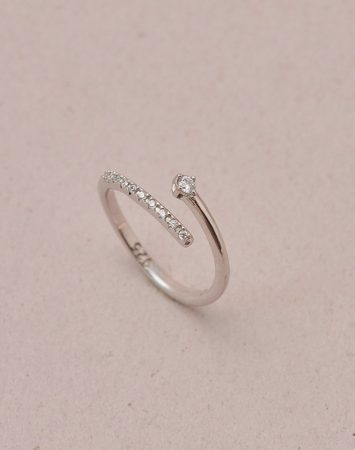 Twist Crystal 925 Sterling Silver Ring