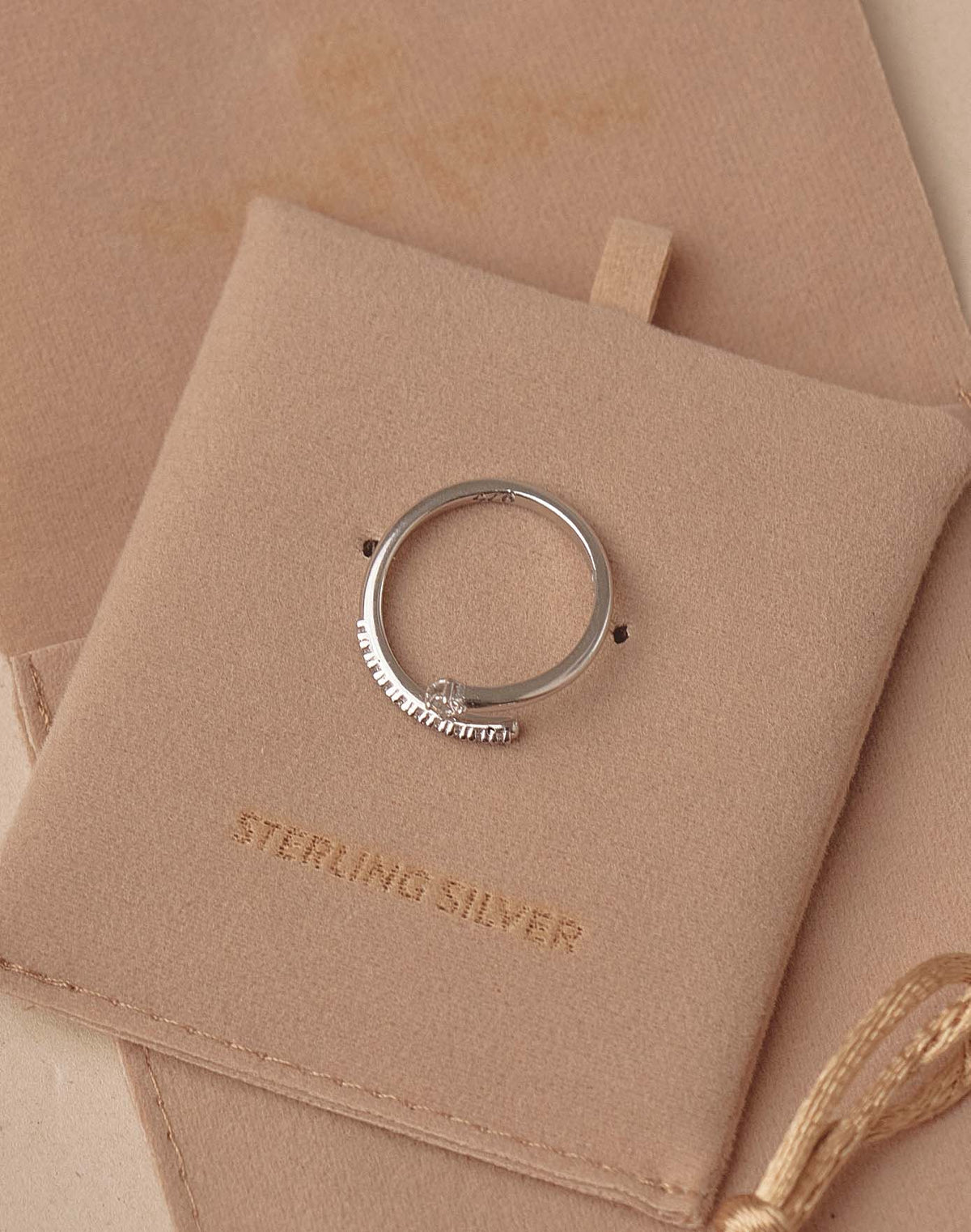 Twist Crystal 925 Sterling Silver Ring