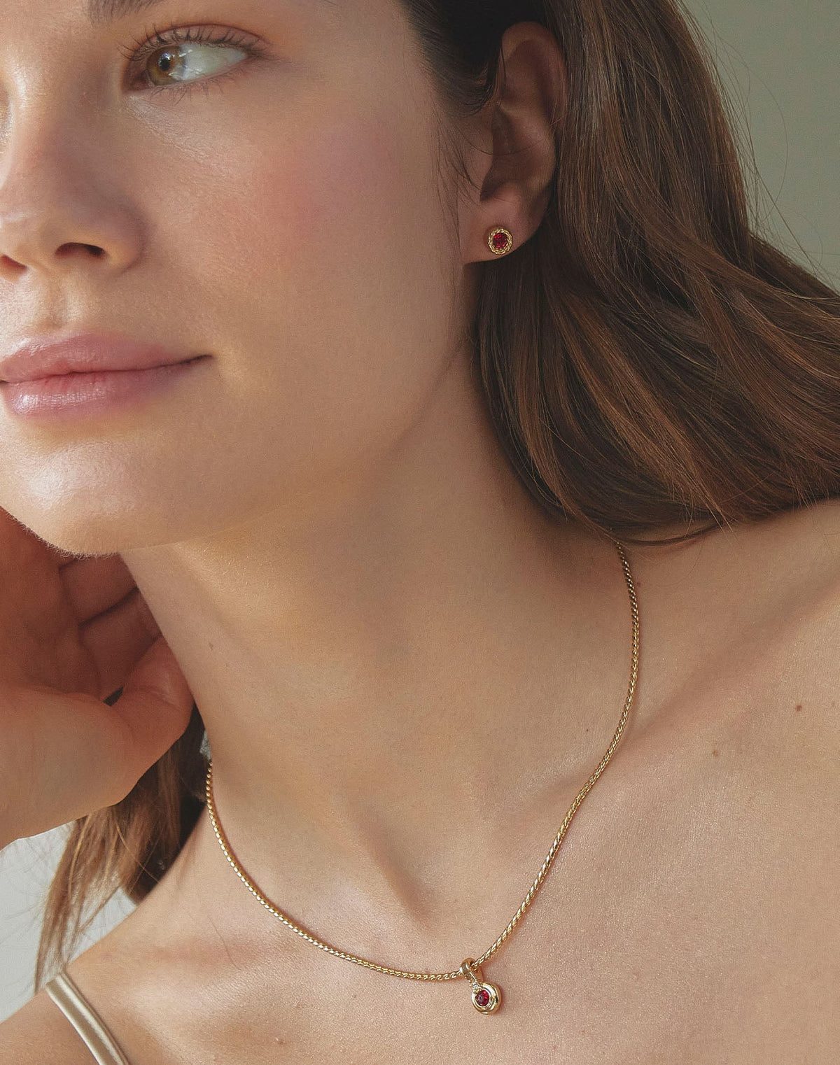 Cherry Crystal Stud Earrings