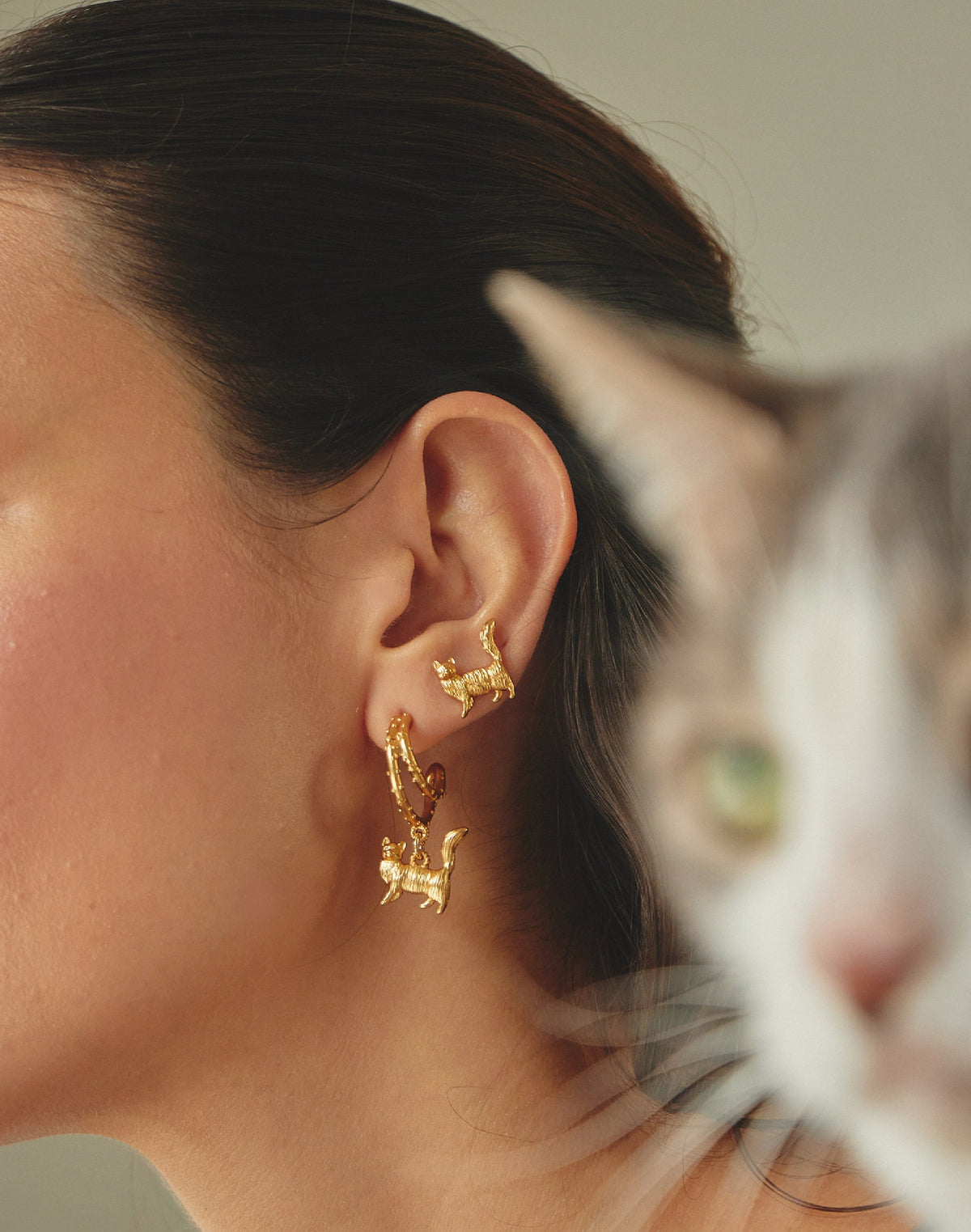Cat Hoop Earrings