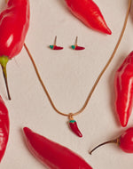 Hot Chili Stud Earrings & Necklace Set