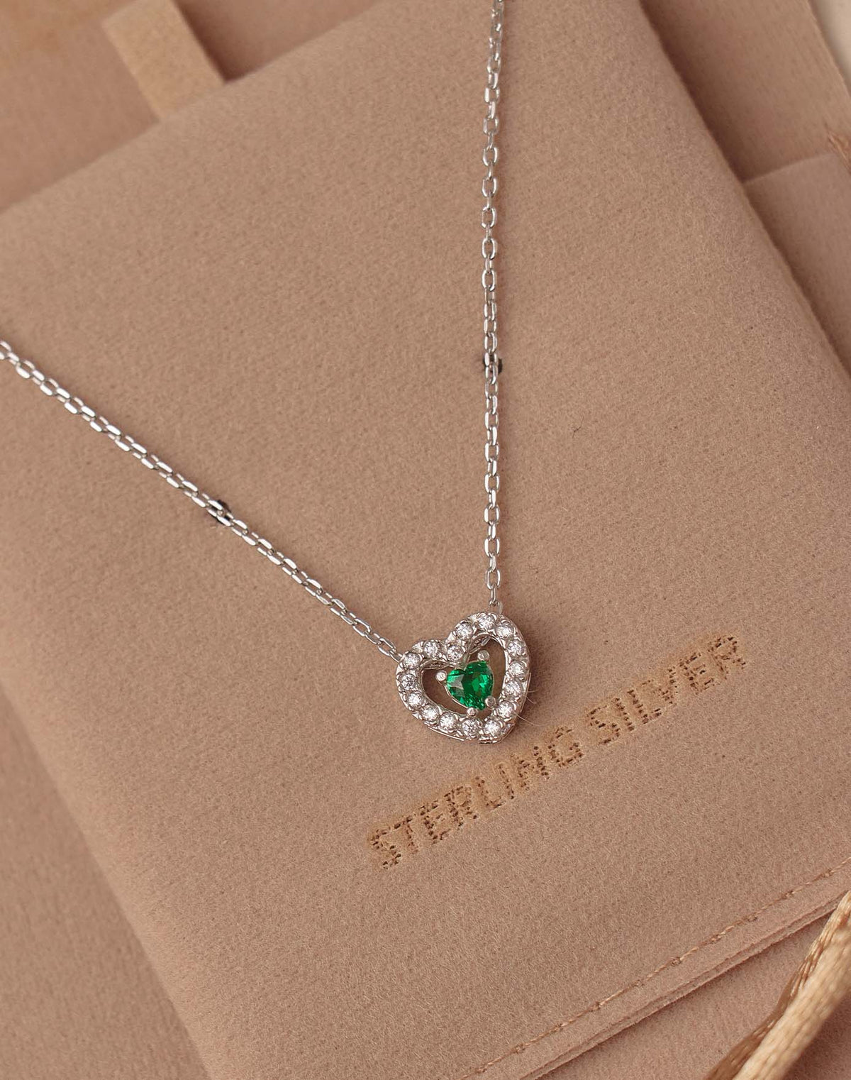 Emerald Love 925 Sterling Silver Necklace
