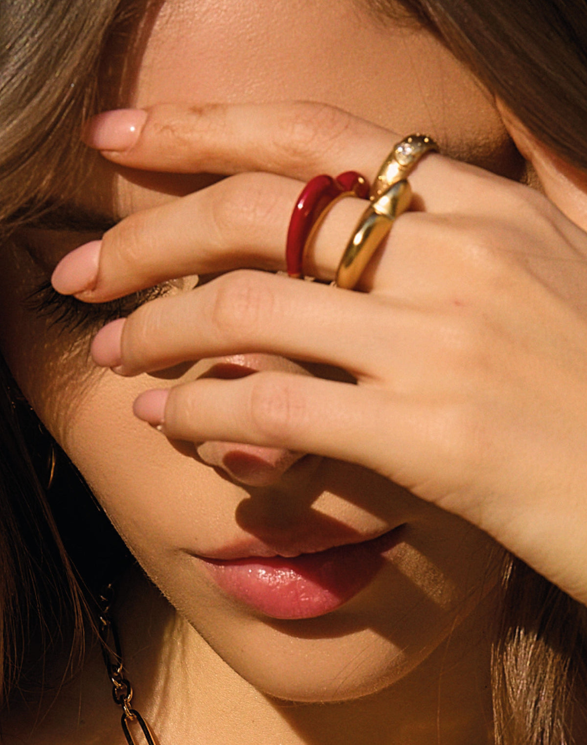 Set of 3 Melon Heart Rings