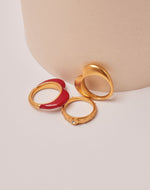 Set of 3 Melon Heart Rings