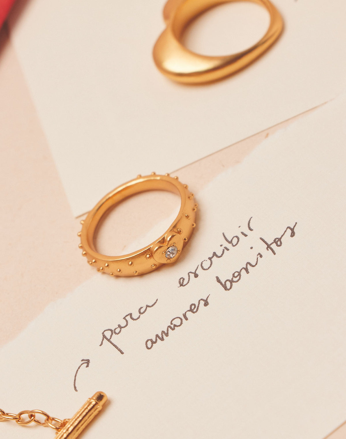 Set of 3 Melon Heart Rings