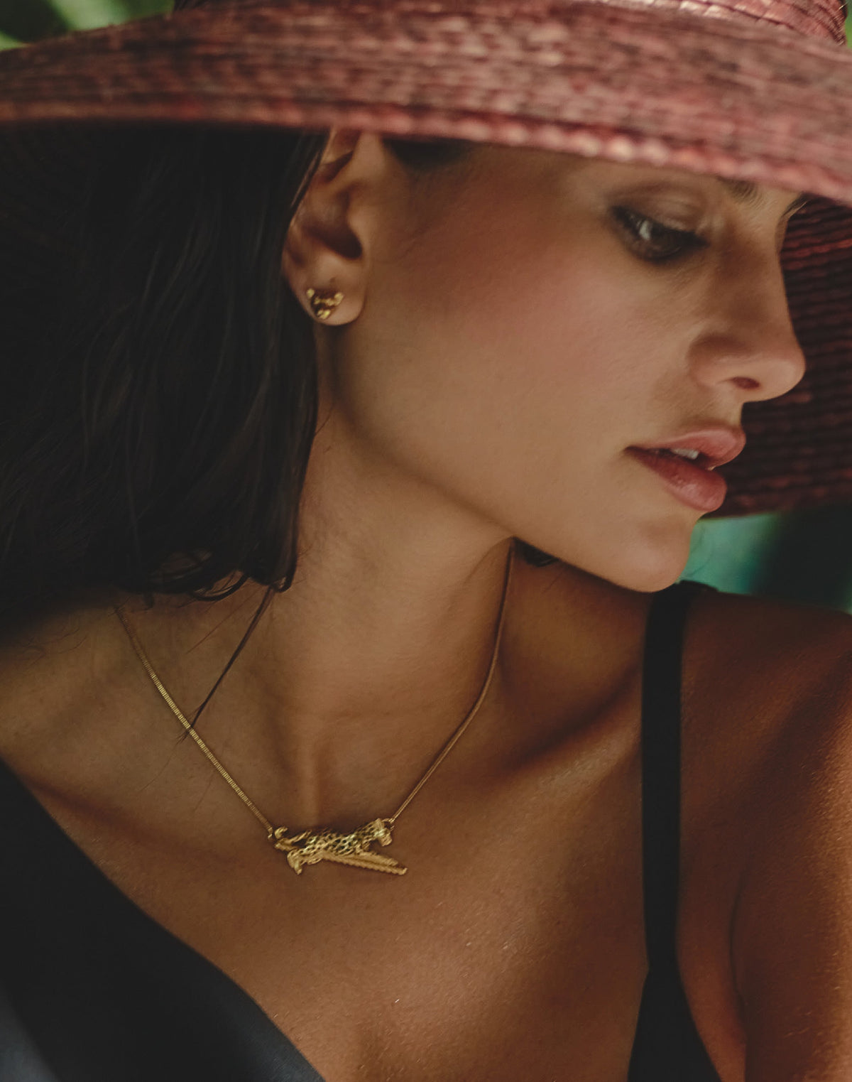 Jaguar Stud Earrings & Necklace Set