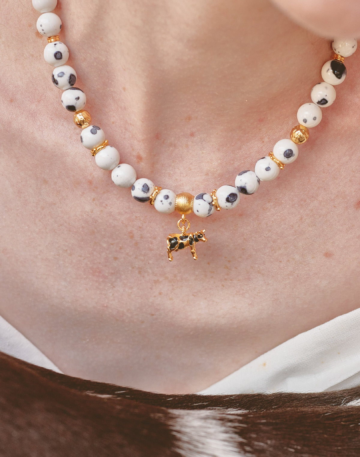 Cow Necklace and Earrings Set